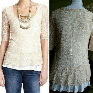 NWOT Anthropologie Lace peplum top